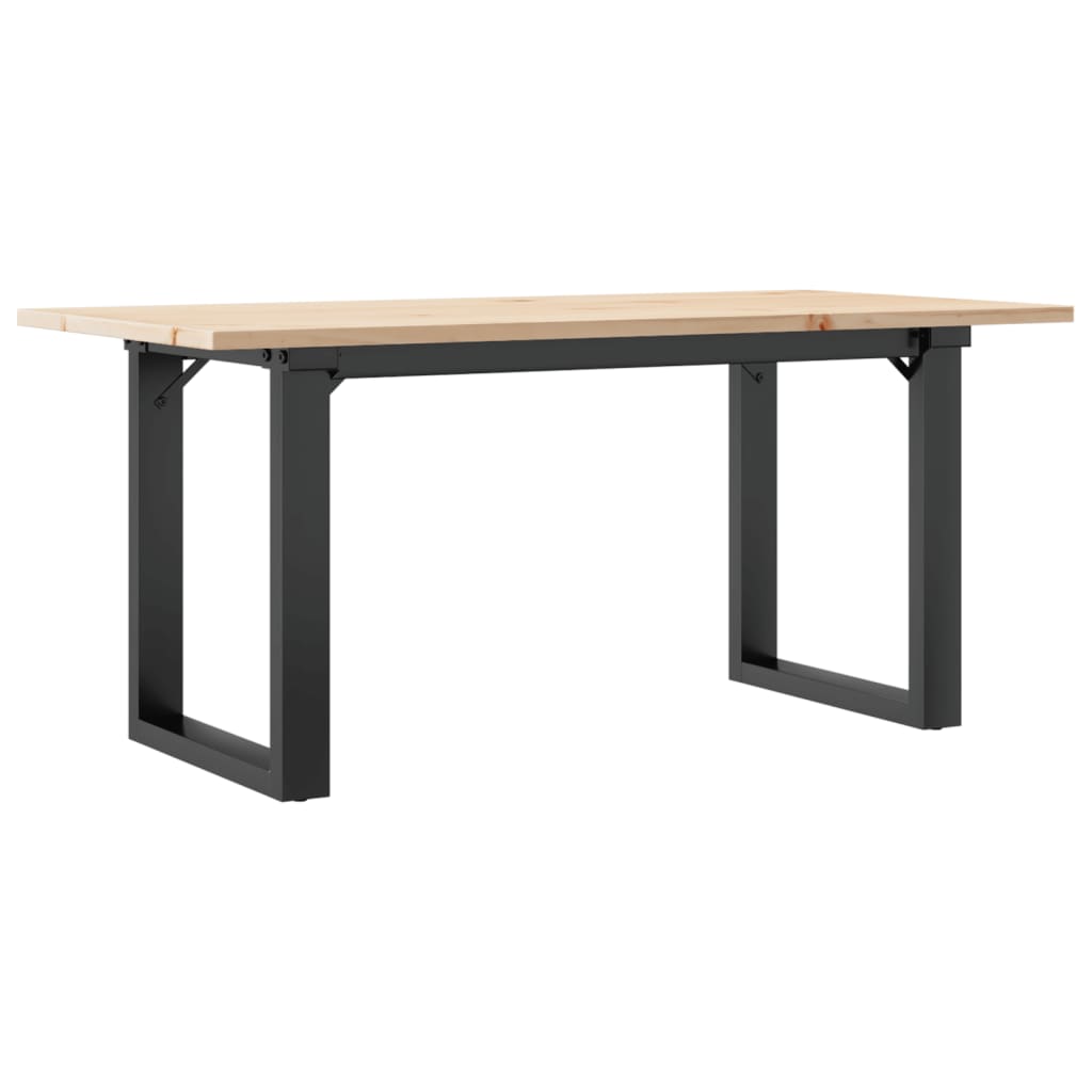 Mesa De Centro Marco O Madera Maciza Pino Y Acero 90x40x35 Cm_0