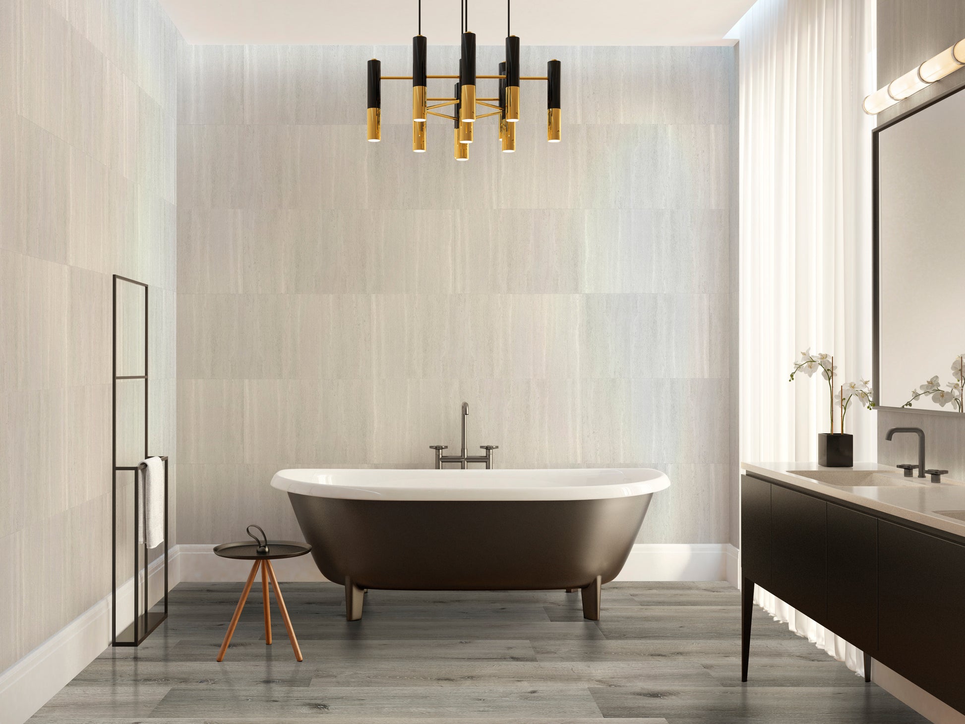 Aqua Click Tiles Xl - Paneles De Pared A Prueba De Agua Y Panel De Sueloe  - Dyee Xl - Gris - 5 Paneles (2,26m²)