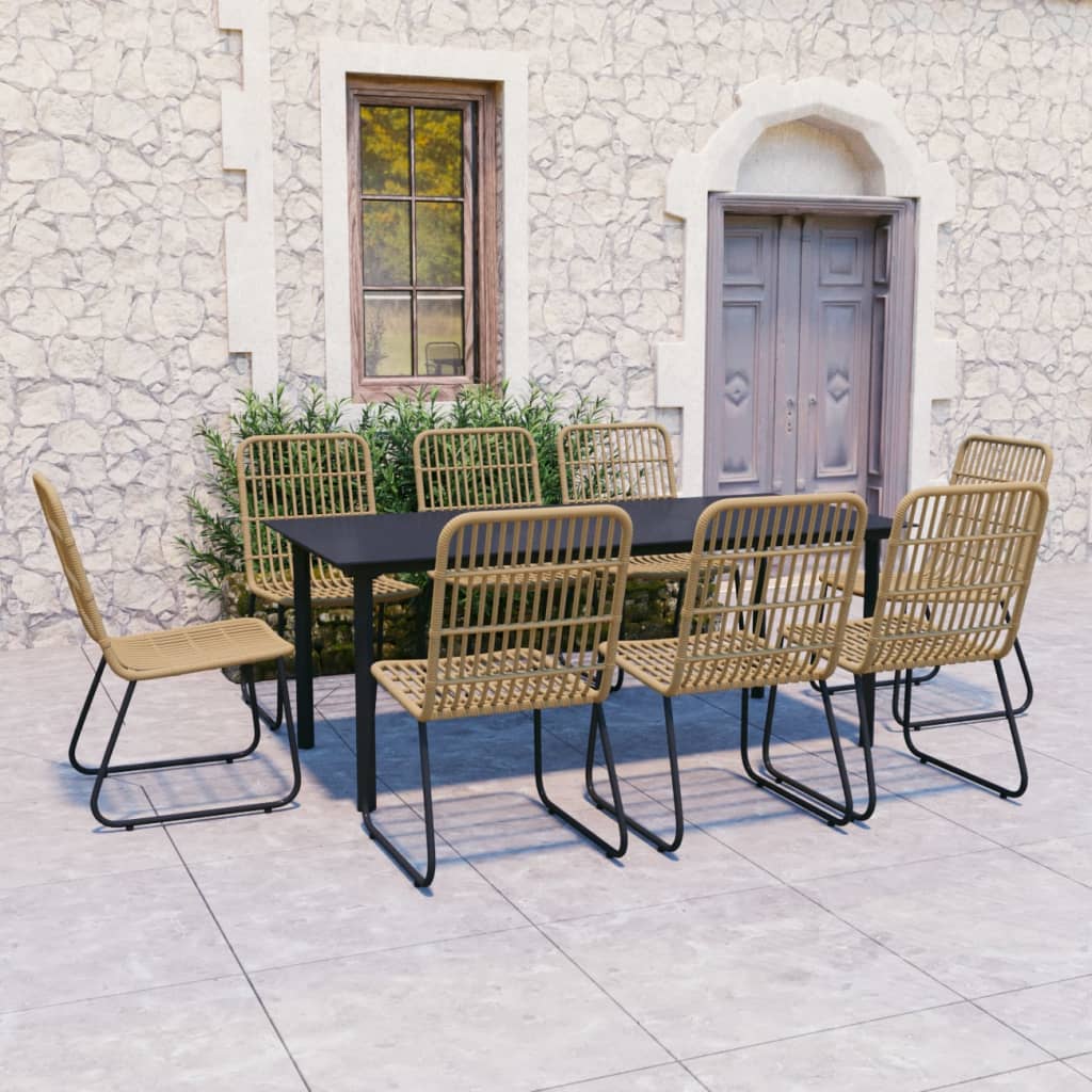 Vidaxl Juego De Comedor Para Jardín 9 Piezas Ratán Sintético Y Vidrio_1