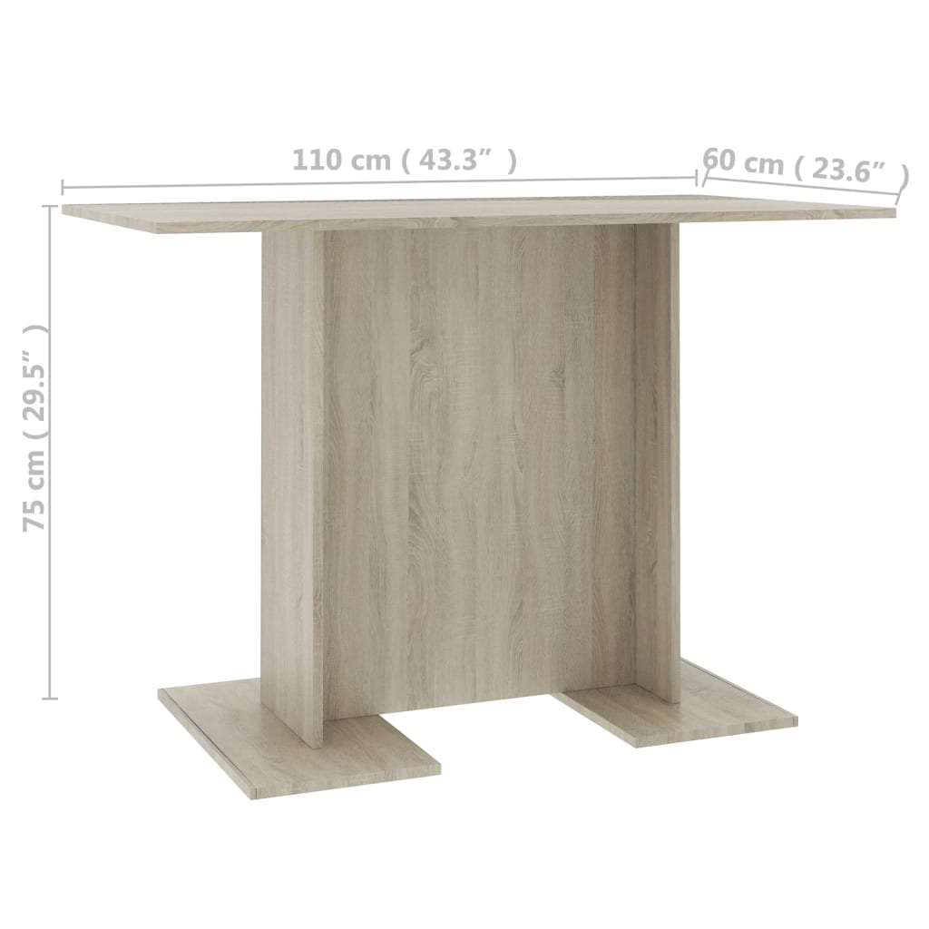 Mesa De Comedor Madera Contrachapada Roble Sonoma 110x60x75cm_4