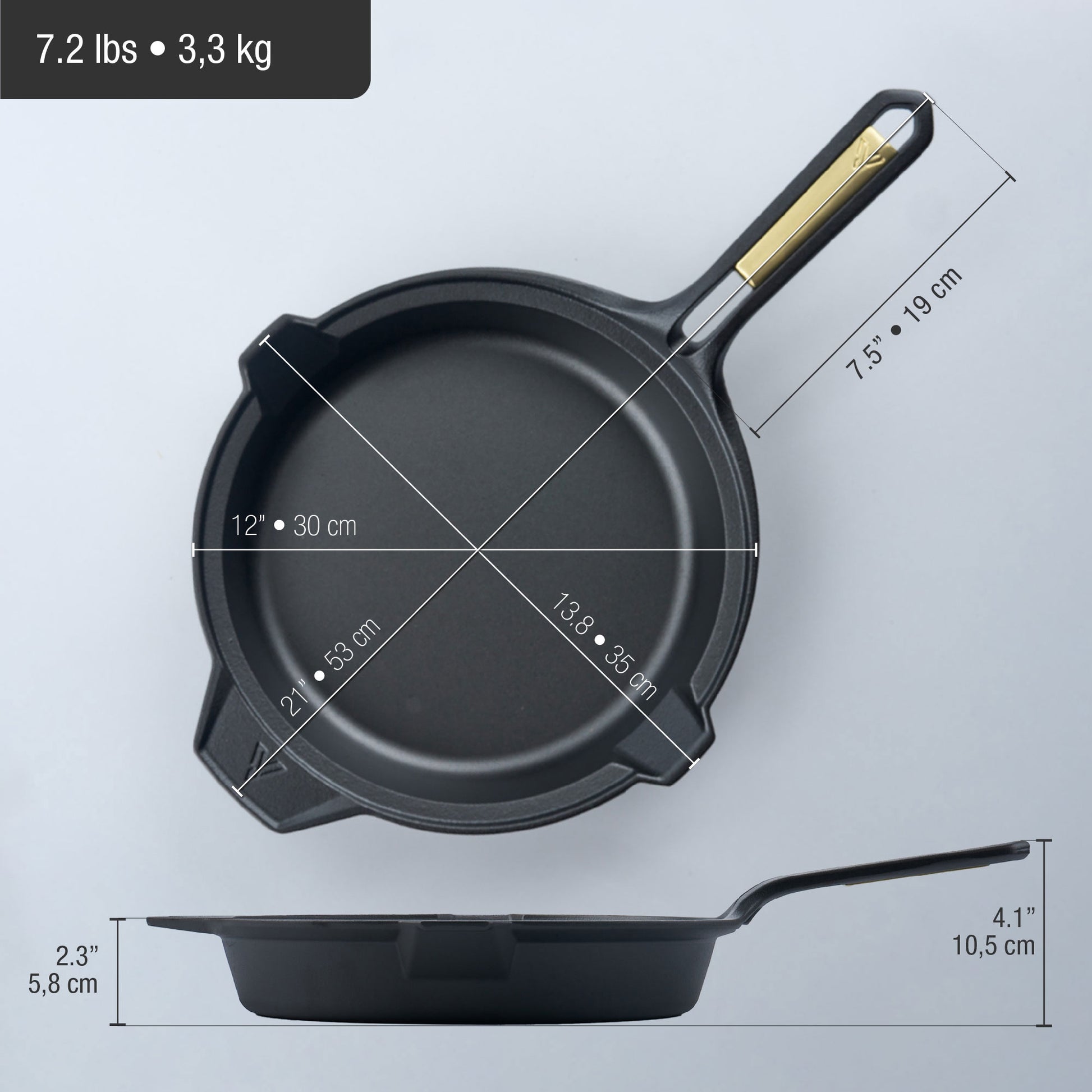 Victoria Sartén Hierro Fundido Curado Signature Gold Inducción 30cm, Apta Fuego, Barbacoa, Horno, Vitrocerámica_4