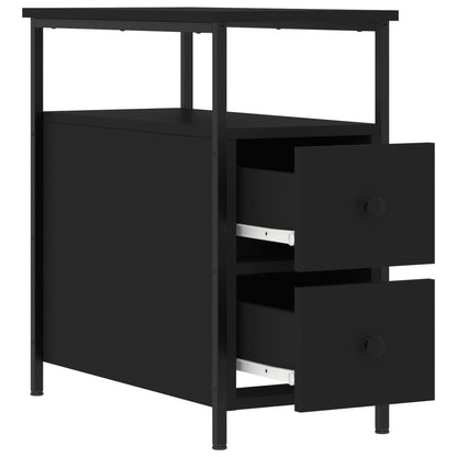 Mesita De Noche Madera De Ingeniería Negro 30x60x60 Cm_4