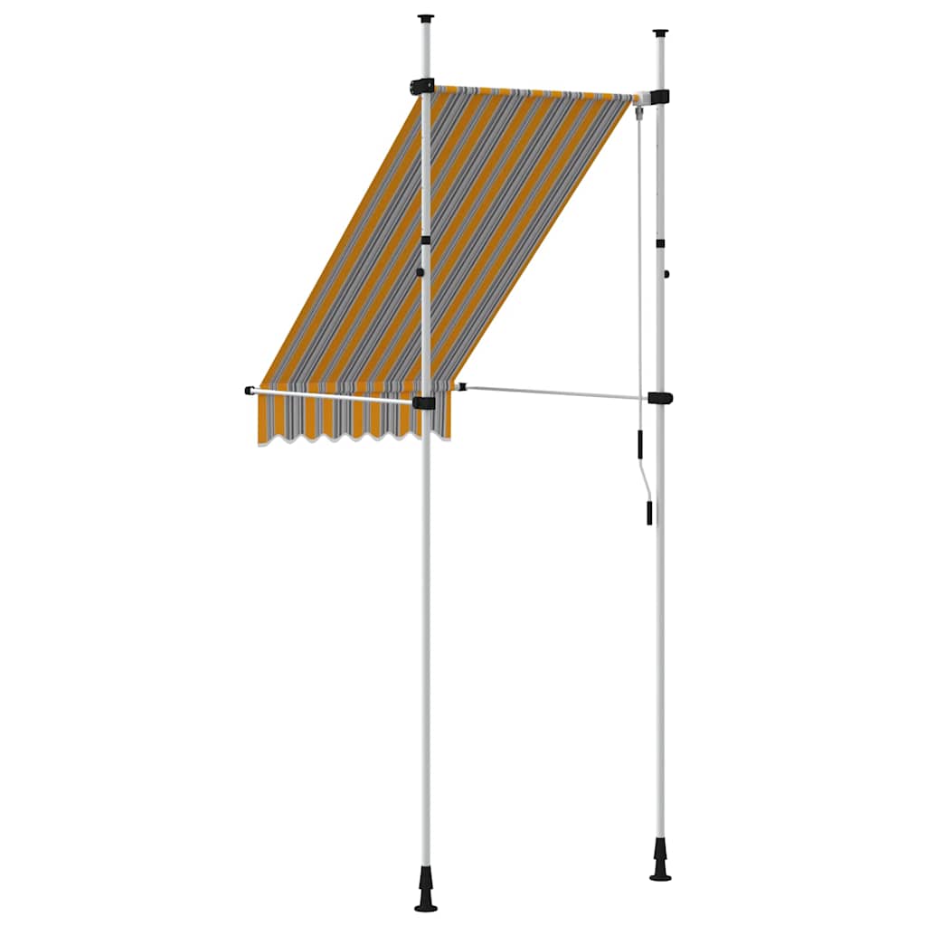 Toldo Manual Retráctil Amarillo Y Azul A Rayas 100 Cm_3
