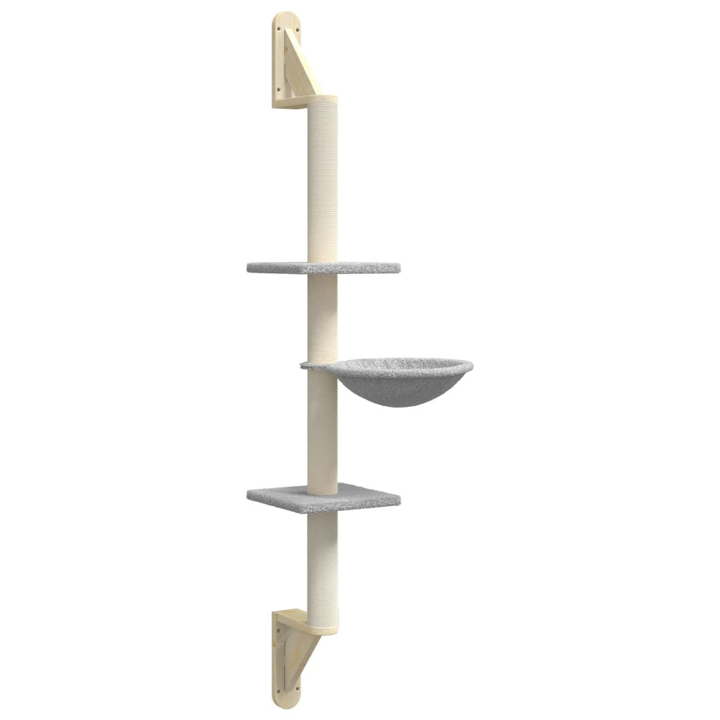 Vidaxl Árbol Rascador Para Gatos De Pared Gris Claro 142,5 Cm_0