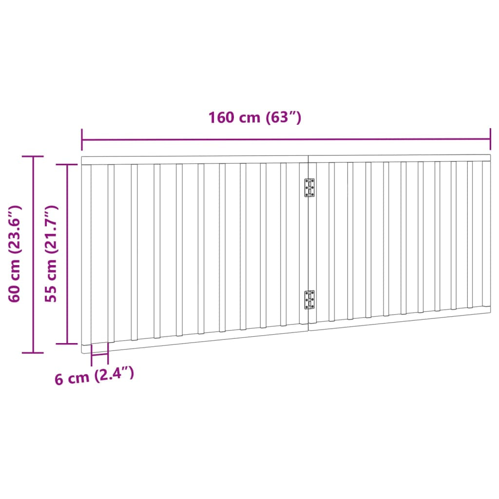 Vidaxl Puerta Para Perros Plegable De 2 Paneles, Color Negro, 160 Cm, Madera De Álamo_2