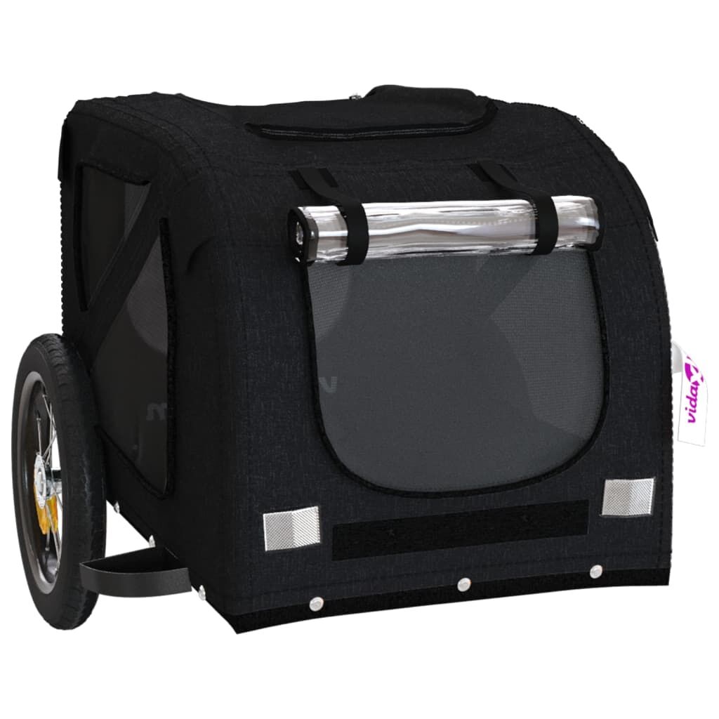 Vidaxl Remolque De Bicicleta Mascotas Hierro Tela Oxford Negro_4
