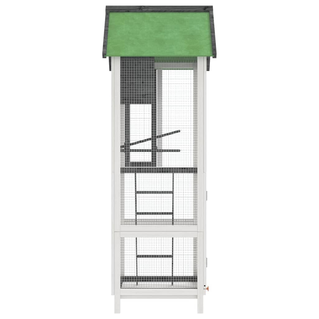 Vidaxl Casita Para Pájaros Madera Maciza Pino Gris 60x58,5x160 Cm_4