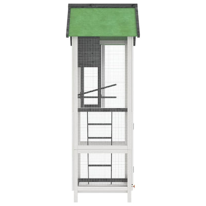 Vidaxl Casita Para Pájaros Madera Maciza Pino Gris 60x58,5x160 Cm_4