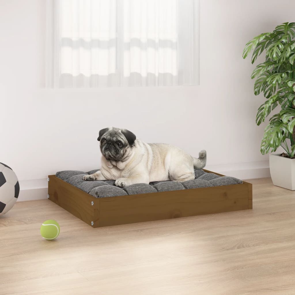 Vidaxl Cama Para Perros Madera Maciza Pino Marrón Miel 61,5x49x9 Cm_1