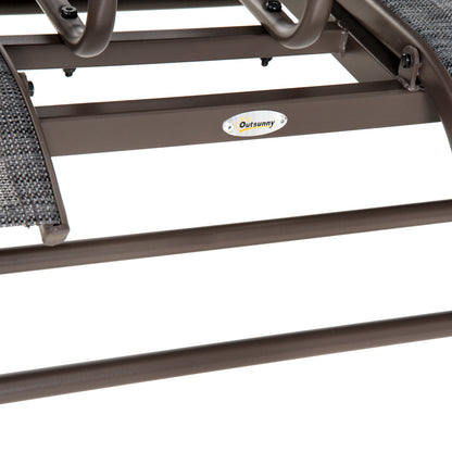 Outsunny Mecedora De 2 Plazas Silla Basculante De Metal Texteline Para Jardín_4