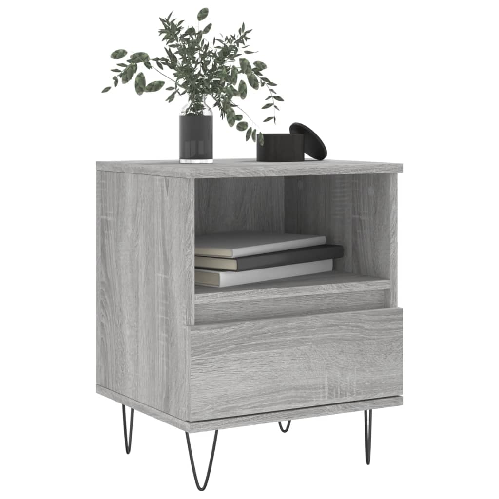 Mesita De Noche 2 Uds Madera Ingeniería Gris Sonoma 40x35x50 Cm_1