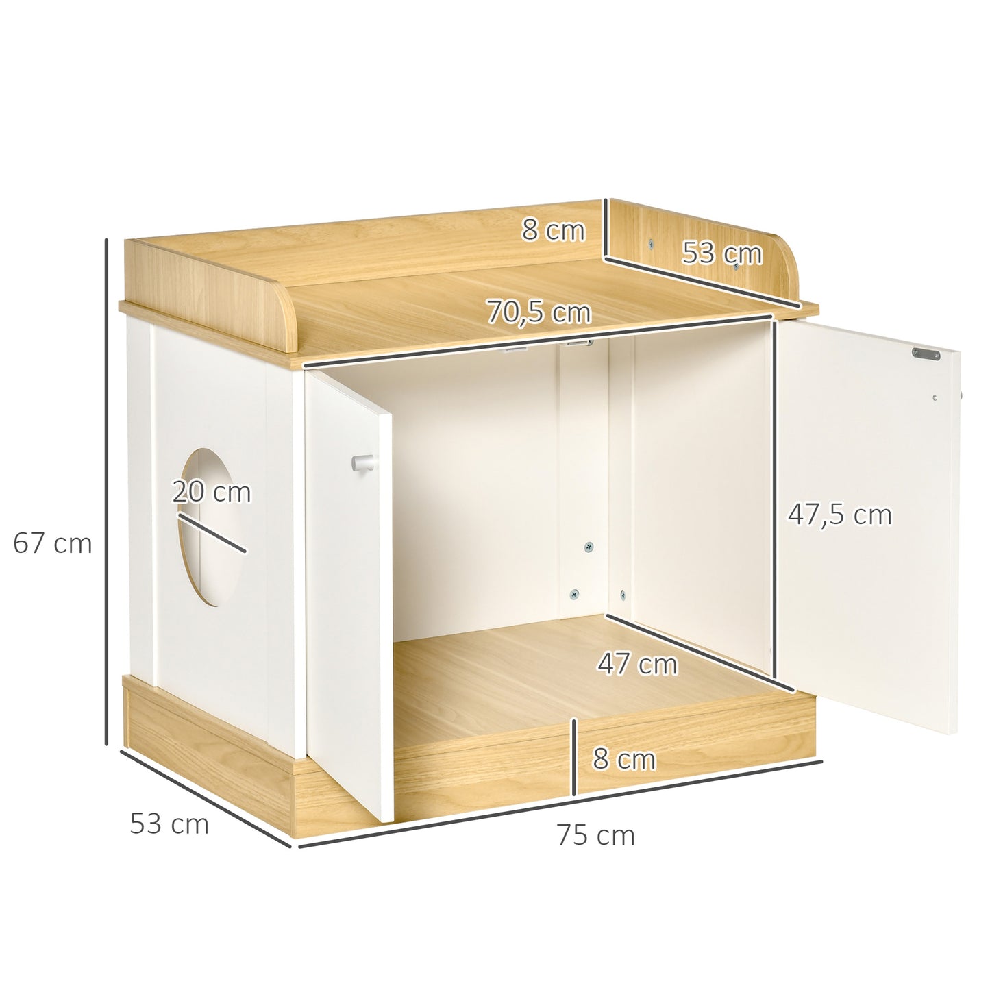 Pawhut Casa Para Gatos De Madera Mueble Arenero Con Estante Doble Puerta Entrada_2