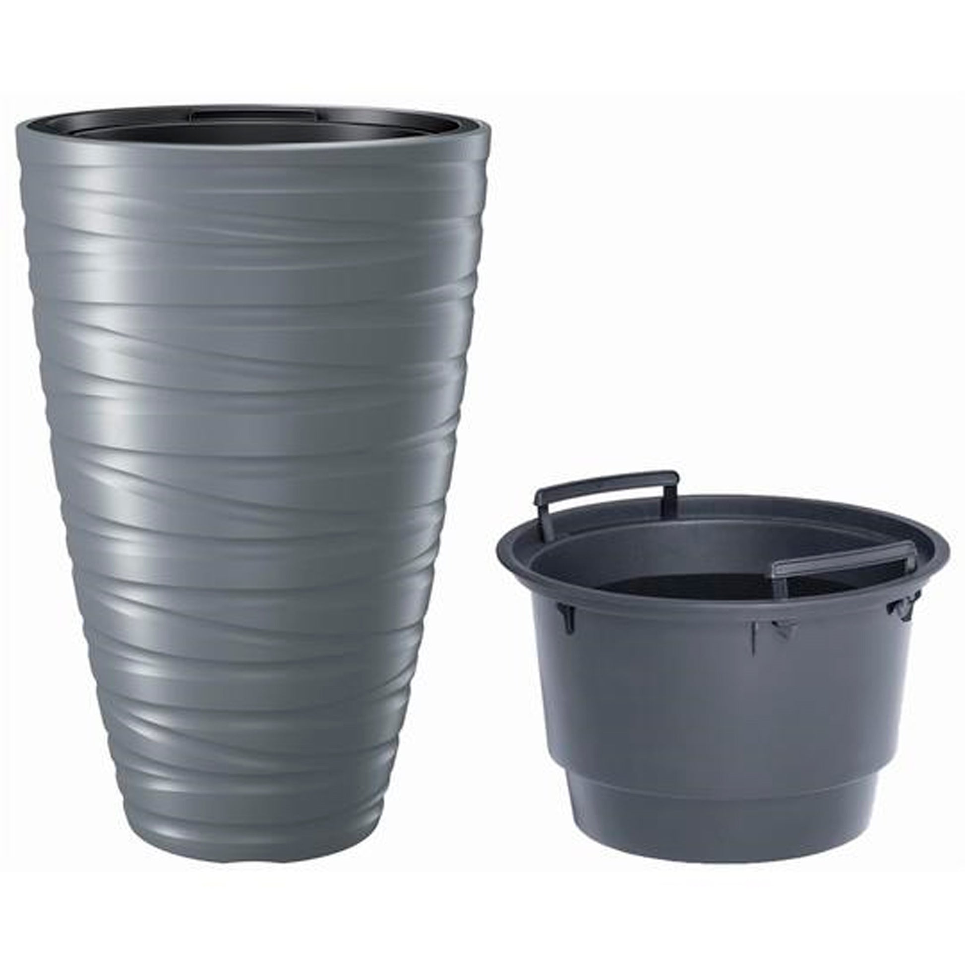 Macetero Alto Con Deposito 43l Maze De Plastico En Color Gris Piedra 37,5 (largo) X 37,5 (ancho) X 57,9 (alto) Cm_1