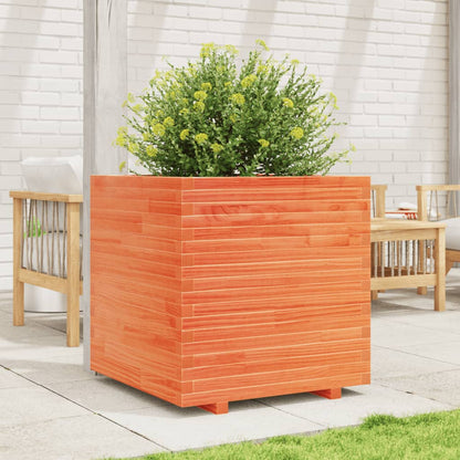 Jardinera Madera Maciza De Pino Marrón Cera 70x70x72 Cm_2