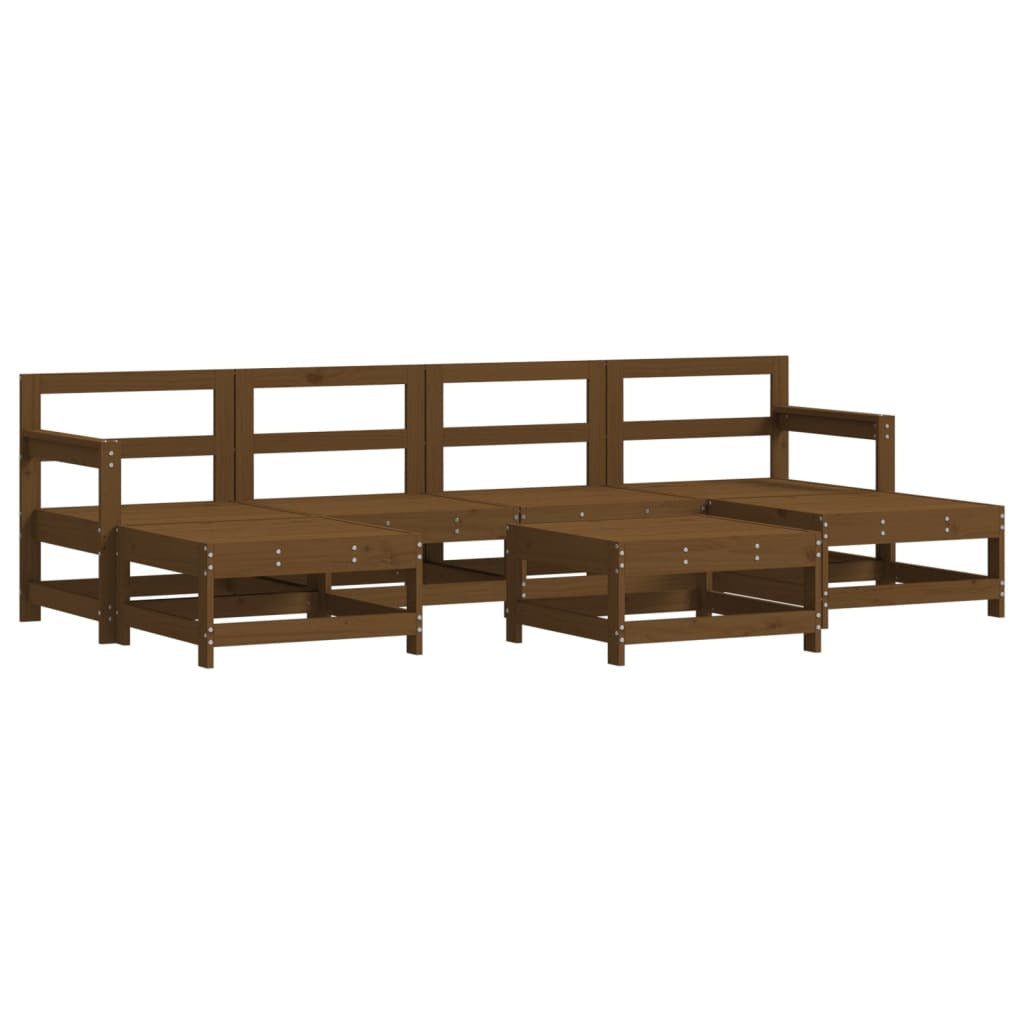 Vidaxl Juego De Muebles Jardín 7 Pzas Madera Maciza Pino Marrón Miel_0