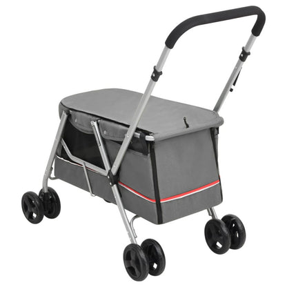 Vidaxl Cochecito Para Perros Plegable Tela Lino Gris 100x49x96 Cm_5