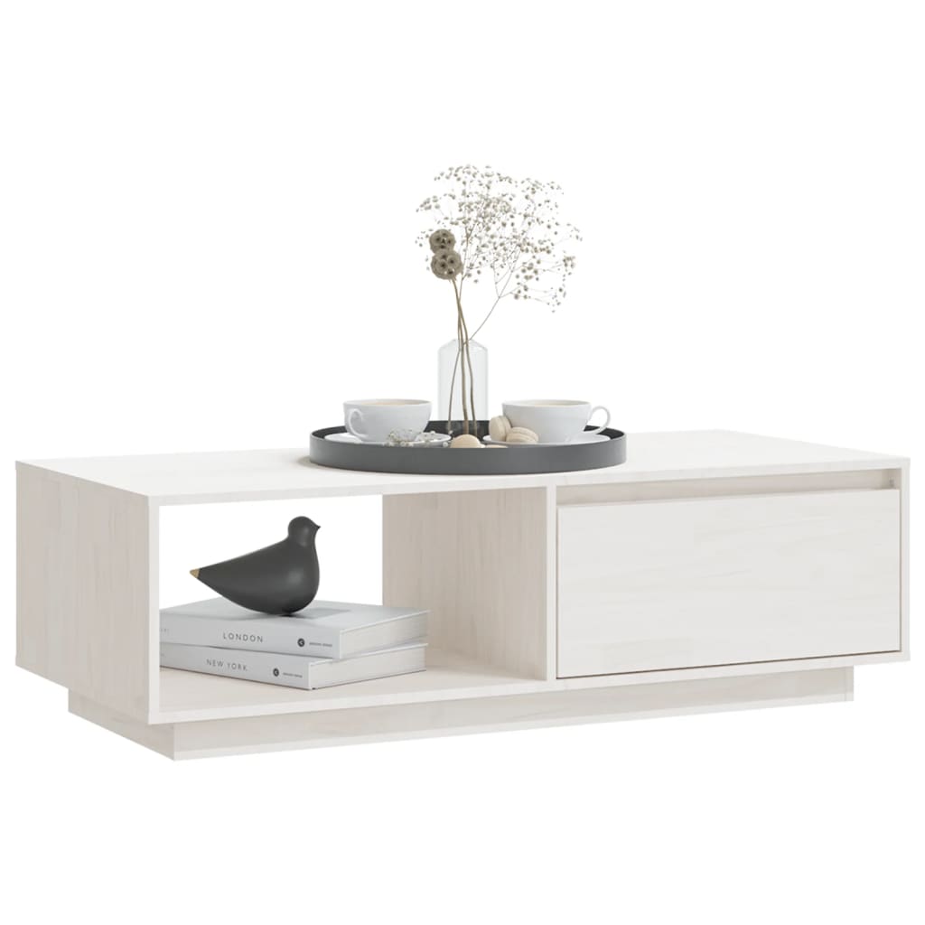 Mesa De Centro De Madera Maciza De Pino Blanco 110x50x33,5 Cm_2