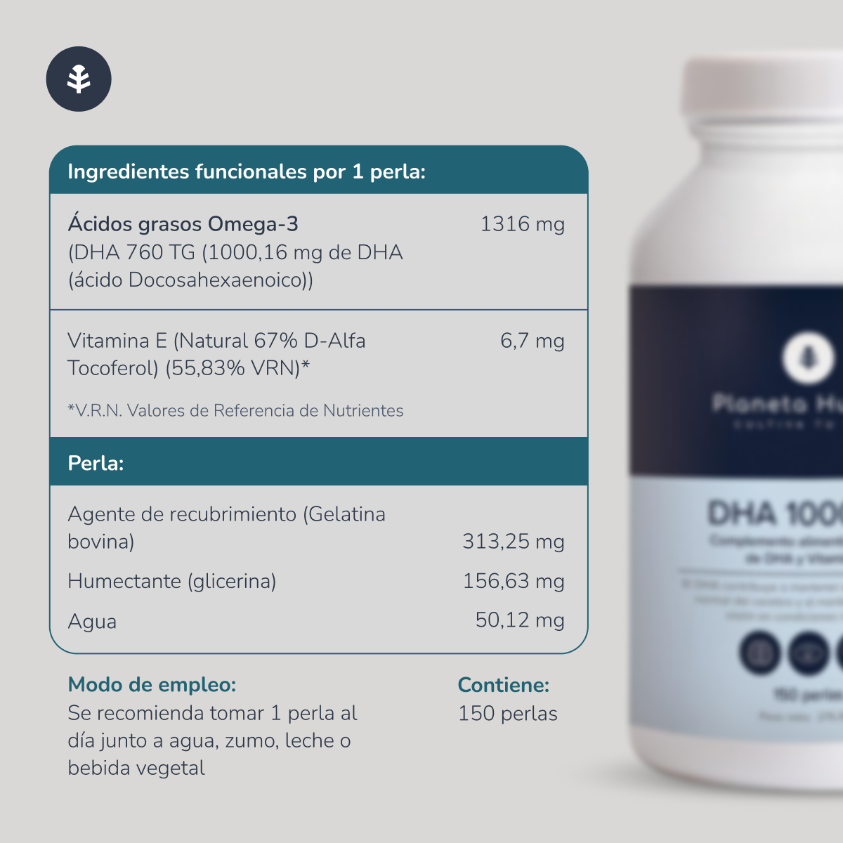 DHA 1000 mg Planeta Huerto 150 perlas