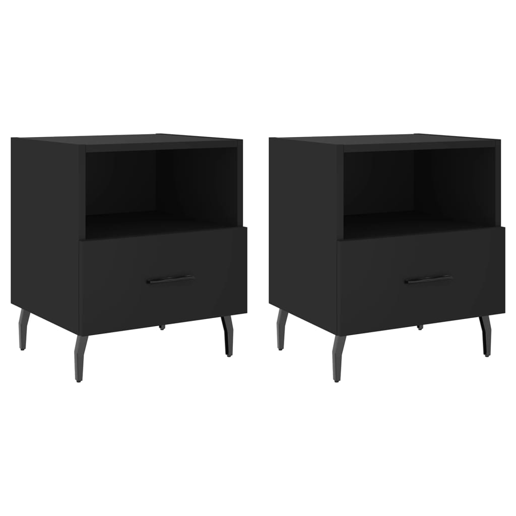 Mesitas De Noche 2 Uds Madera Ingeniería Negro 40x35x47,5 Cm_0