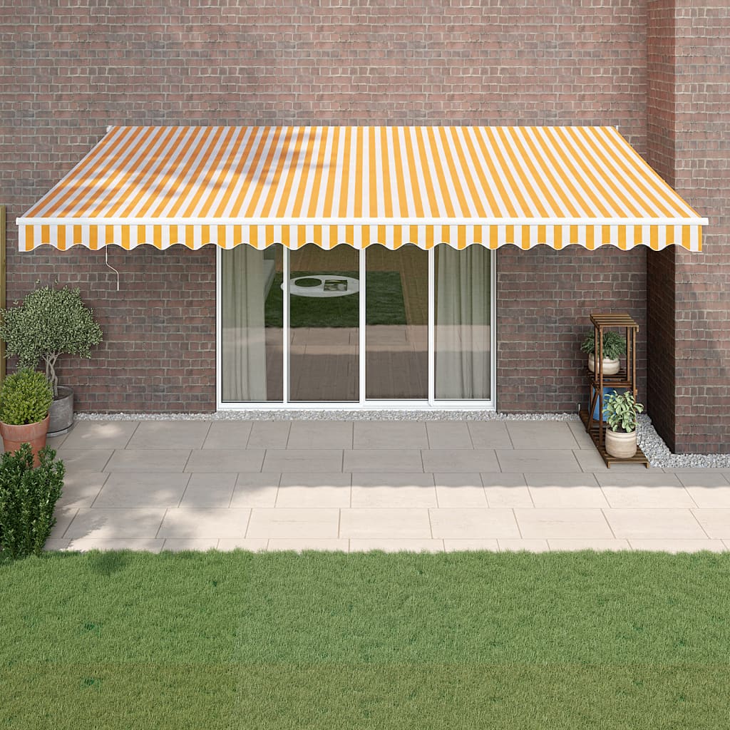 Toldo Retráctil Aluminio Y Tela Amarillo Y Blanco 5x3 M_1