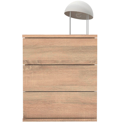 Mesita De Noche 3 Cajones, Mesilla Dormitorio Cajonera 48,5x41x40 Cm (alto X Ancho X Profundo), Briebe, Serenade, Madera