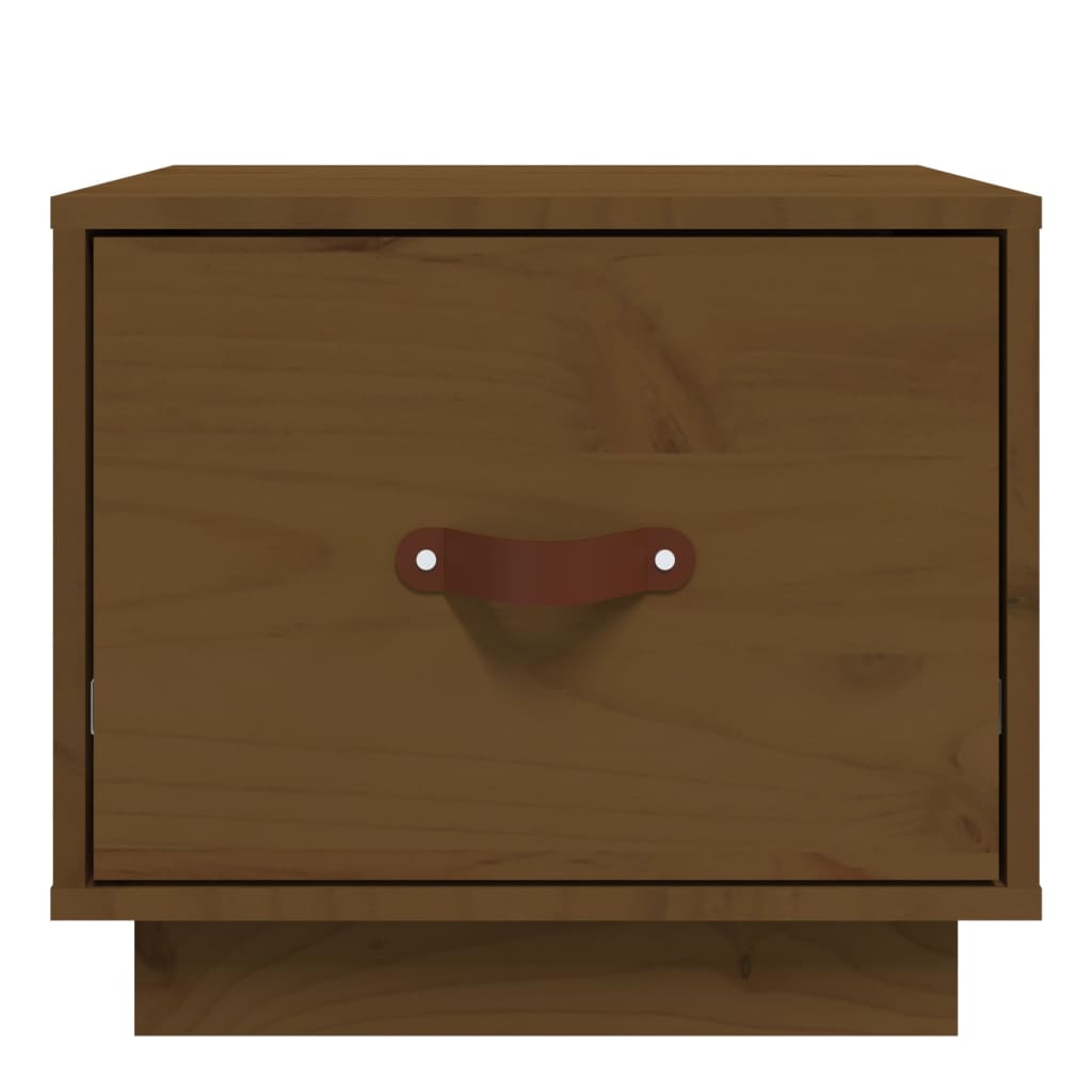 Mesita De Noche Madera Maciza De Pino Marrón Miel 40x34x35 Cm_3