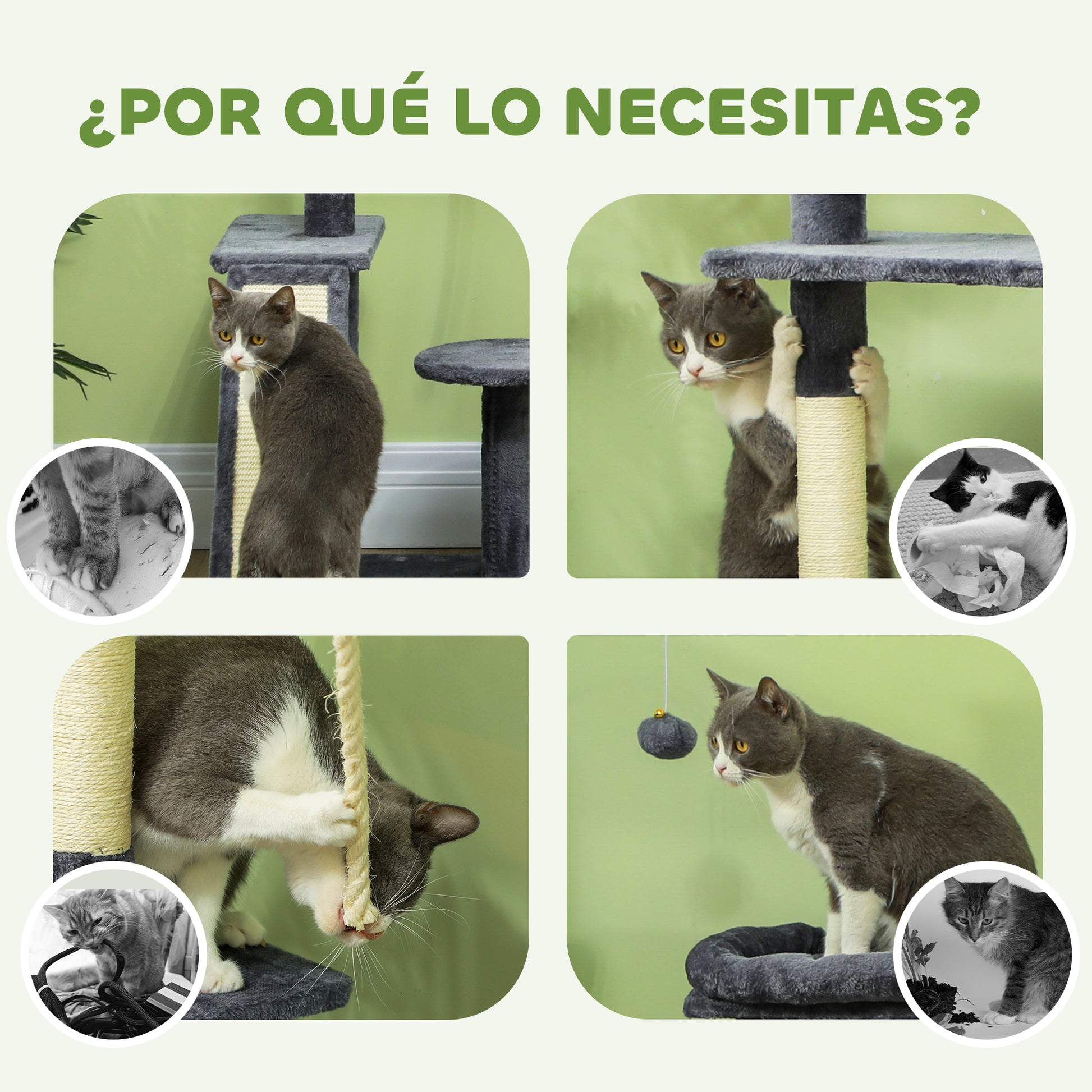 Pawhut Árbol Rascador Para Gatos 134 Cm Con Nidos Plataformas Gris Oscuro_5