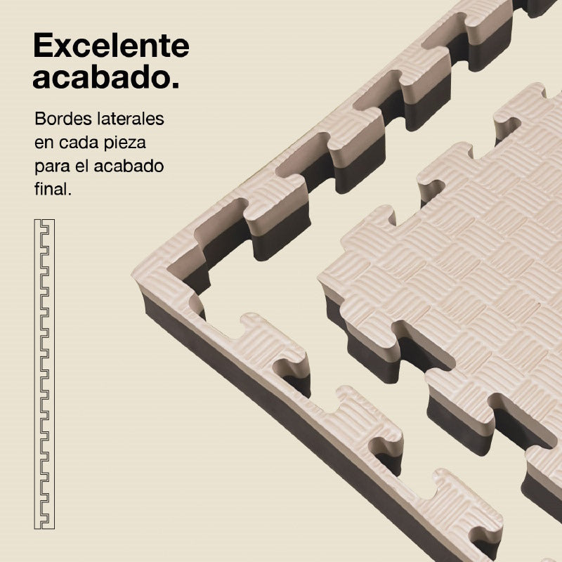 Tatami Puzzle 4cm 100x100cm – Superficie 5 Líneas Marrón/beige Jowy_2