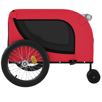 Vidaxl Remolque De Bicicleta Mascotas Hierro Tela Oxford Rojo Negro_5