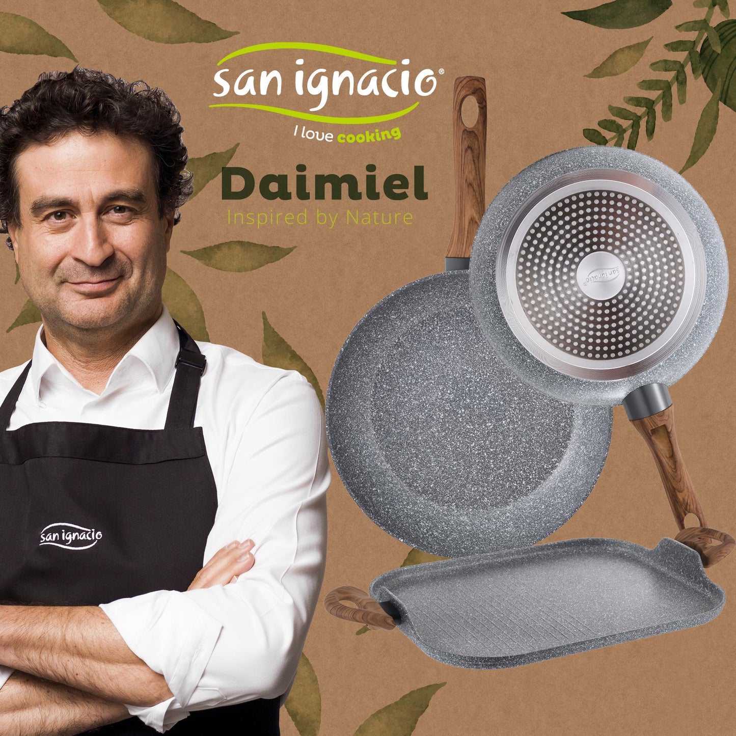 Set 2 Sartenes Ø20 Ø24 Y Asador Grill 35,5x28,3 Daimiel, Aluminio Forjado, Inducción