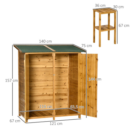Outsunny Caseta De Jardín De Madera 140x75x157cm Con Techo Asfáltico 2 Puertas_2