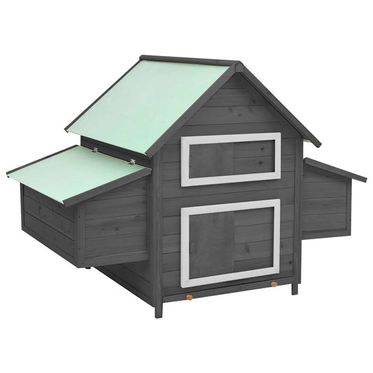 Vidaxl Gallinero Madera Maciza De Abeto Gris Y Blanco 150x96x110 Cm_0