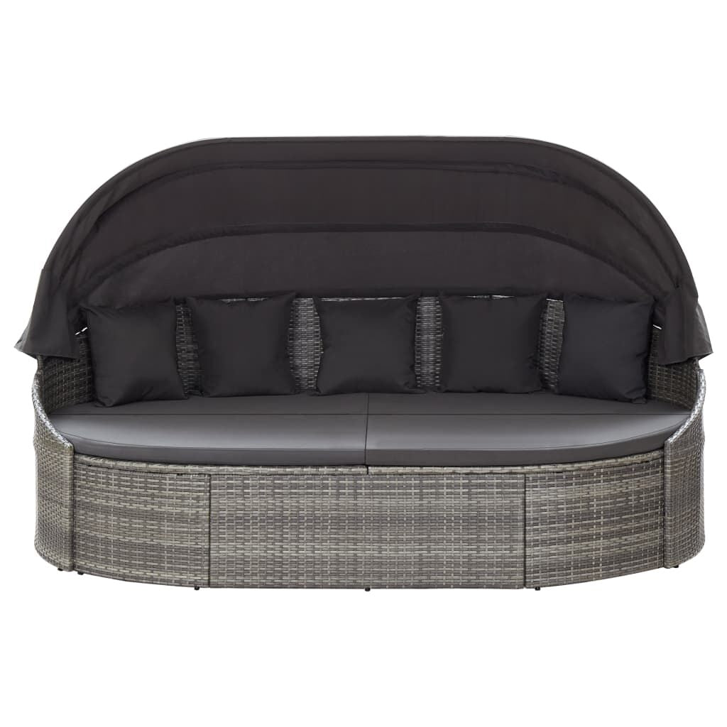 Vidaxl Tumbona De Jardín Con Dosel De Ratán Sintético Gris_1