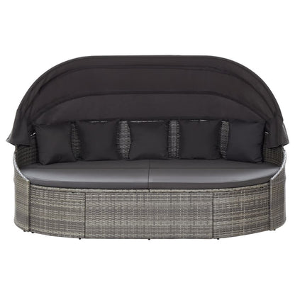 Vidaxl Tumbona De Jardín Con Dosel De Ratán Sintético Gris_1