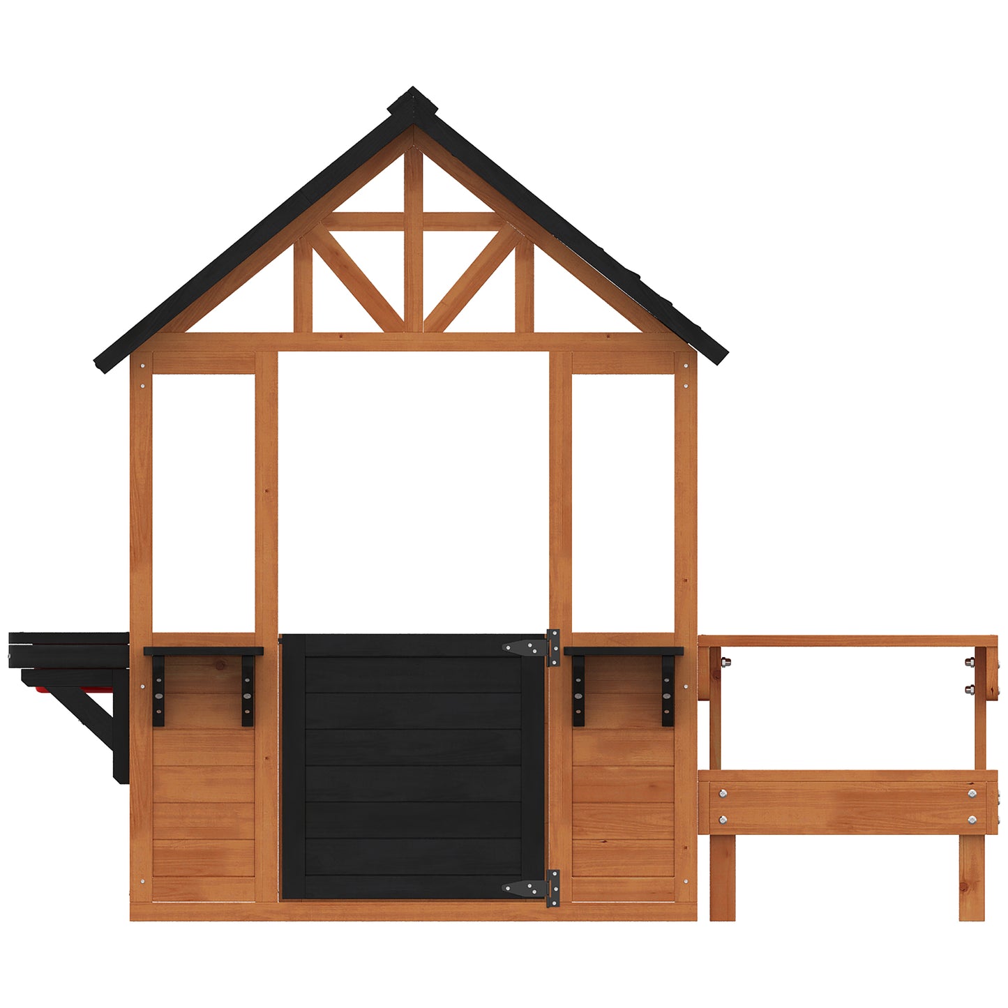 Aiyaplay Casita Infantil Exterior De Madera Con Barra De Snack Y Bancos Marrón_3
