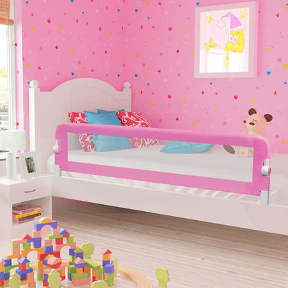 Vidaxl Barandilla De Seguridad Cama De Niño Poliéster Rosa 180x42 Cm_1