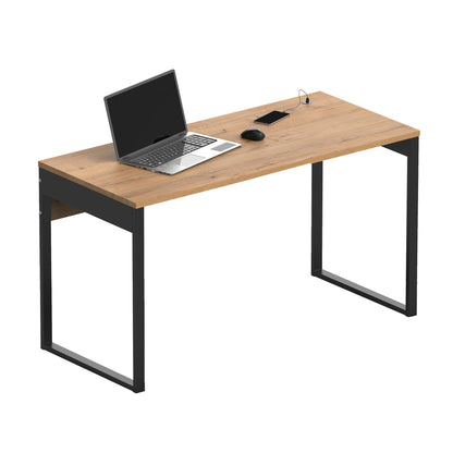 Escritorio Mesa De Ordenador Oficina Estudio, Patas Estructura Metálica Industrial 76x135x60cm, Briebe, Smuk, Madera_0