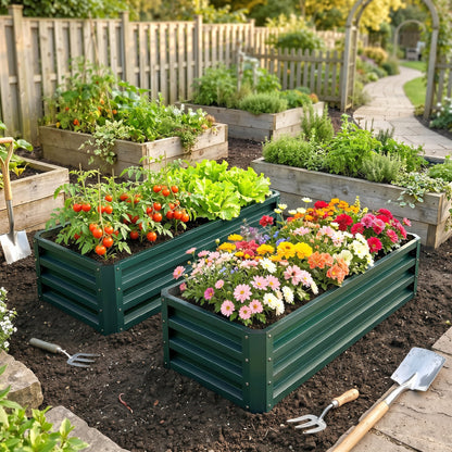 Outsunny Juego De 2 Jardineras Exterior Grandes De Acero 110x50x30 Cm Verde_3