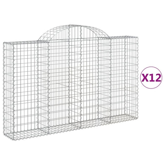 Cestas Gaviones 12 Uds Forma De Arco Hierro 200x30x120/140 Cm_0