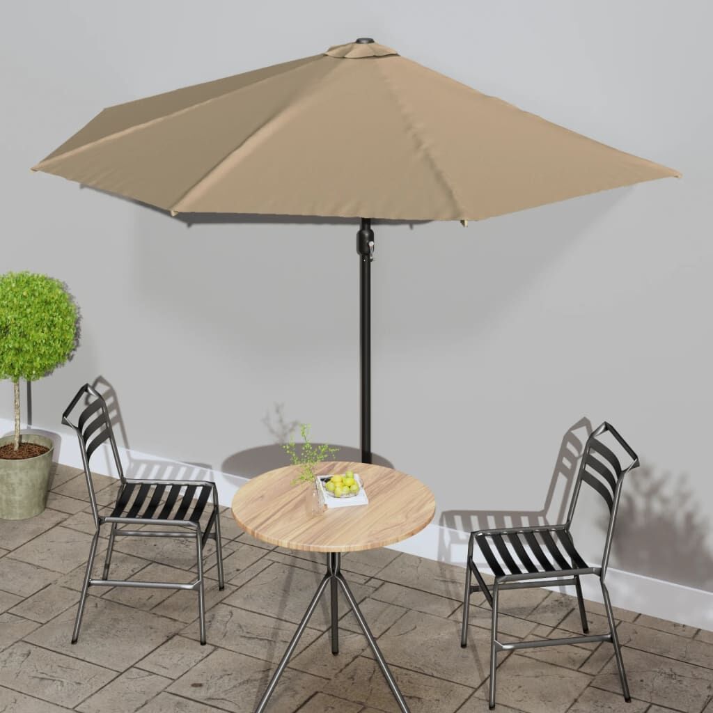 Vidaxl Sombrilla De Balcón Semicircular Palo Aluminio Taupe 300x155cm_1
