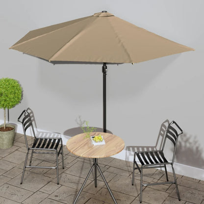 Vidaxl Sombrilla De Balcón Semicircular Palo Aluminio Taupe 300x155cm_1