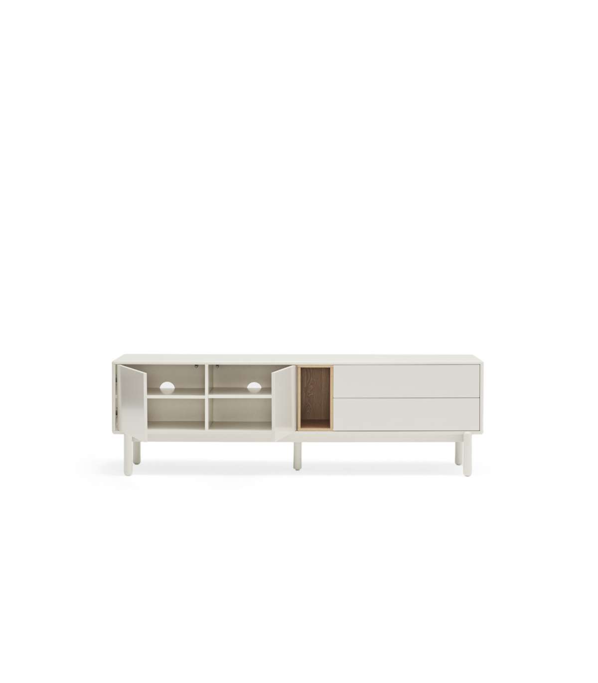 Mueble Para Televisión Modelo Corvo 2 Puertas 2 Cajones Acabado Crema, 40cm(ancho) 56cm(_3