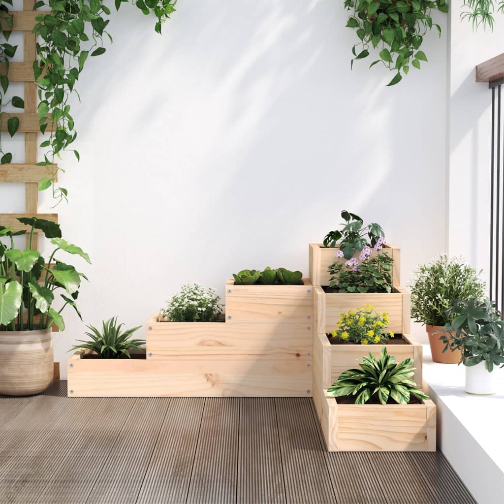 Jardinera De 4 Niveles Madera Maciza De Pino 80,5x79x36 Cm_2