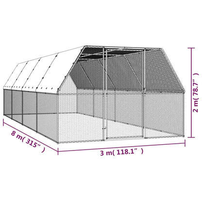 Vidaxl Jaula Gallinero De Acero Galvanizado 3x8x2 M_4