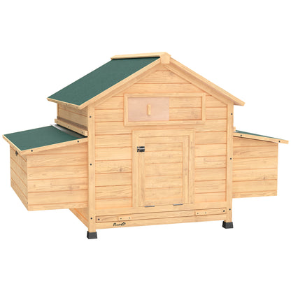 Pawhut Gallinero De Madera Para Exterior Con 2 Nidos 150x100x96,5 Cm Amarillo_0