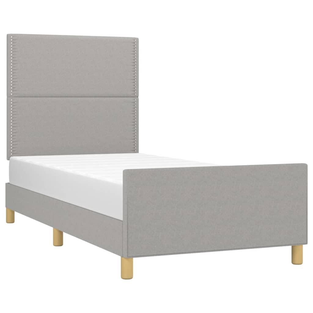 Estructura De Cama Con Cabecero De Tela Gris Claro 100x200 Cm / Vetonek_3