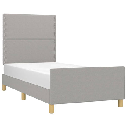Estructura De Cama Con Cabecero De Tela Gris Claro 100x200 Cm / Vetonek_3