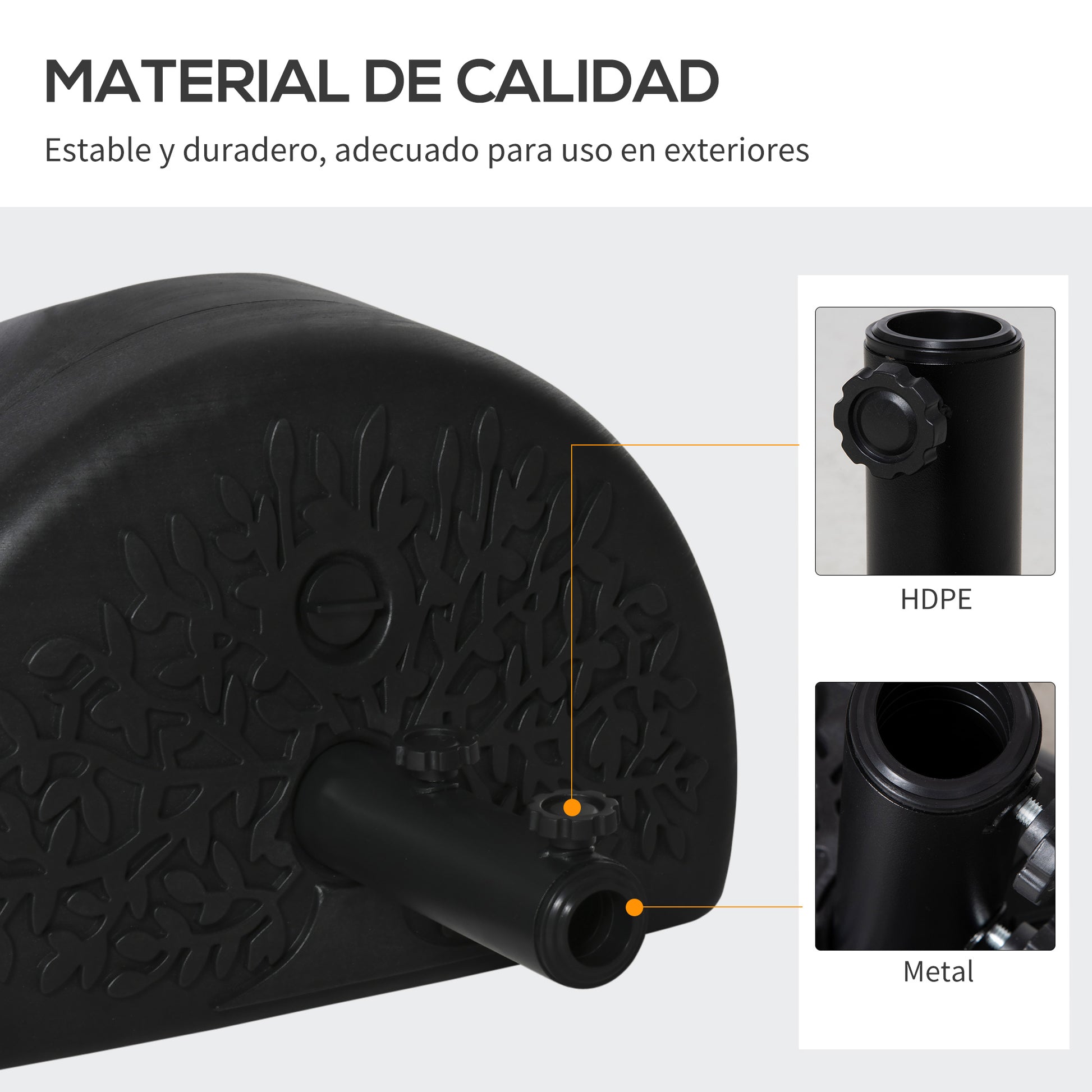 Outsunny Base Pared Para Sombrilla Rellenable De Arena 21 Kg O Agua 18 Kg Jardín_5
