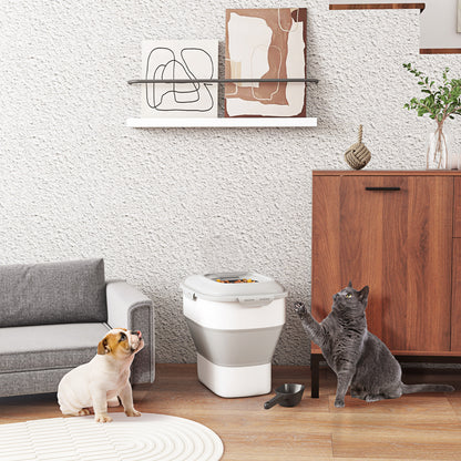 Pawhut Contenedor De Pienso Plegable 25l Con Taza Medidora Cuenco Plegable_1
