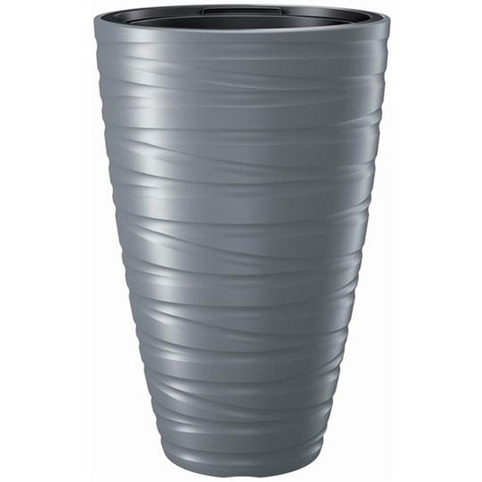 Macetero Alto Con Deposito 43l Maze De Plastico En Color Gris Piedra 37,5 (largo) X 37,5 (ancho) X 57,9 (alto) Cm_0
